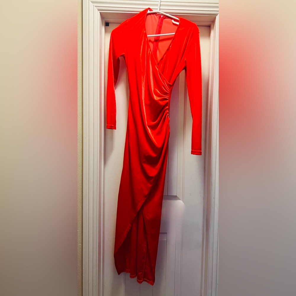 Orange velvet dress